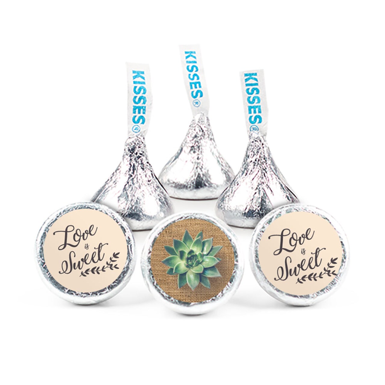 324ct Wedding Stickers for Hershey's Kisses - Succulent Themed - By Just Candy
